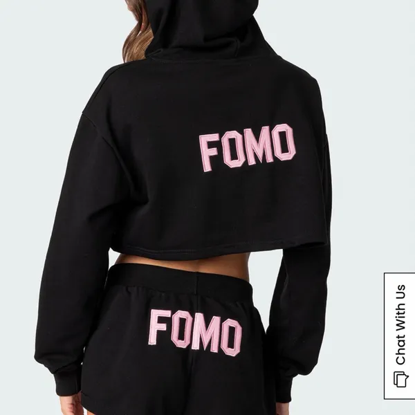 Edikted FOMO Cropped Hoodie & Shorts Set Size S - Image 4