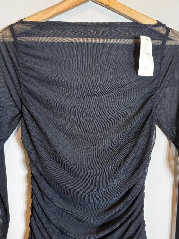 Abercrombie & Fitch Mesh Draped Bodysuit Women's Small Black Sheer Going Out NWT - Image 7