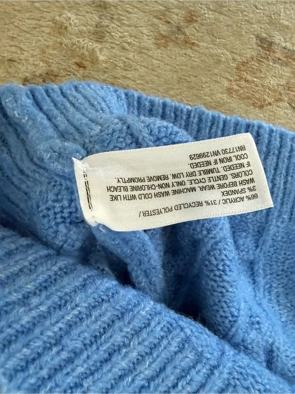 Art Class Blue Cable Knit Button Up Cardigan - Image 6