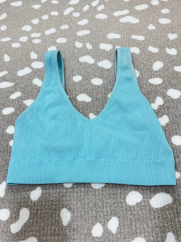Aerie seamless padded bralette ribbed turquoise vneck tank - Image 5