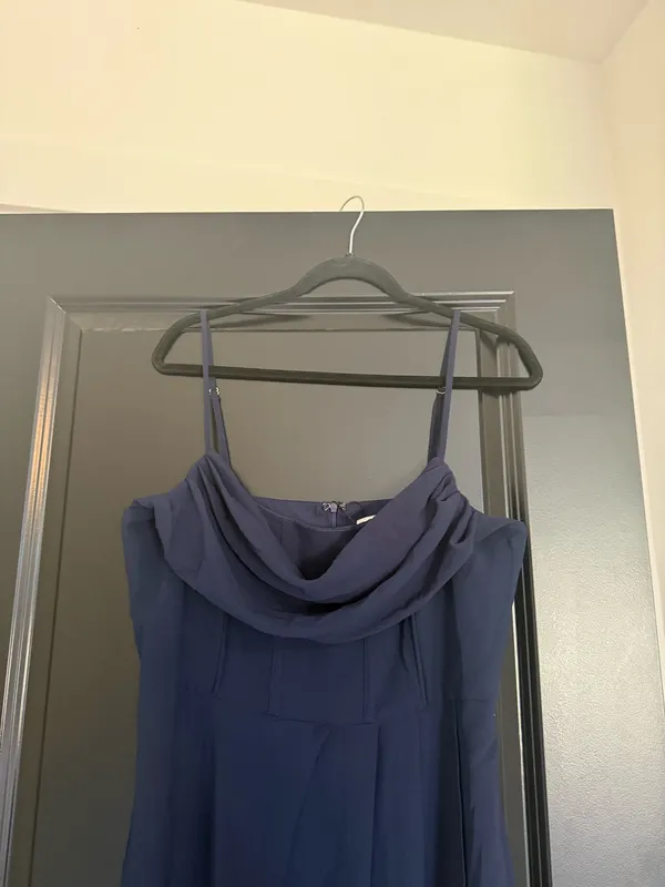 NWT Showpo ANDRINA MIDI DRESS High Low Wrap Corset Dress In Navy - Image 7