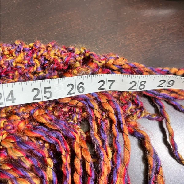 Handmade Hand Knit Triangle Fringe Shawl Wrap Multi Color Boho One Size - Image 9