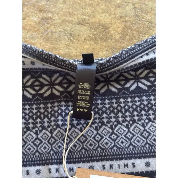 Skims Logo Plush Pointelle Cami Onyx Mirror Fairisle Size Medium - Image 11