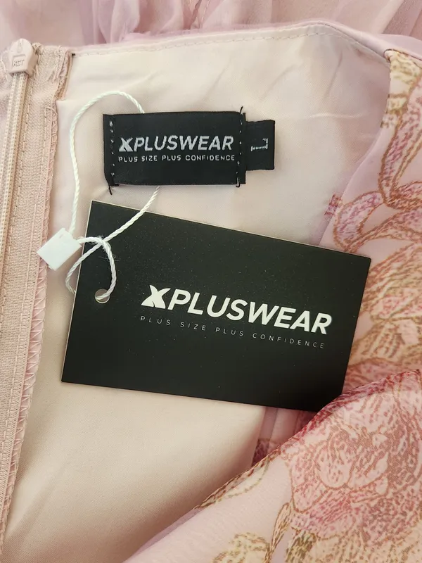 XPlusWear Womens Pink Floral Taffeta Cocktail Dress Size Large NWT Wedding Guest - Image 9