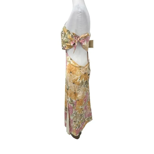 Showpo Glaucus Midi Dress 10 Floral One Shoulder Cut Out Satin Romantic Feminine - Image 3