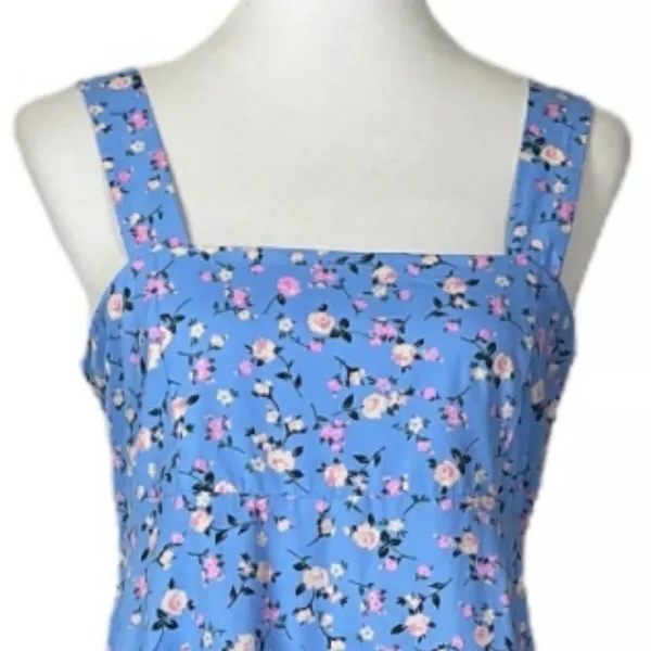 NWT Altar’d State Square Neck Tie Back Blue Pink Floral Dress, Medium - Image 3