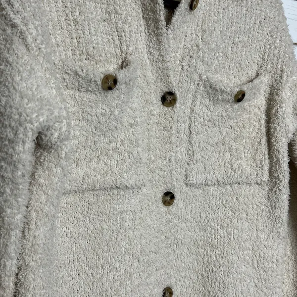 Thread & Supply Sherpa Button Front Small Cream Brazilian Sand Teddy Shacket - Image 7