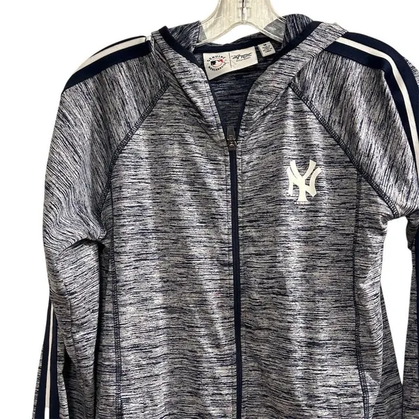 NY Yankees Genuine Merchandise 4her Women's Full Zip Hooded Jacket Blue‎ Size M - Image 2