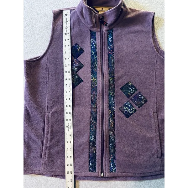 Woolrich Fleece Full‎ Zip Vest Purple Floral Patch Granny Cottagecore Women's XL - Image 6