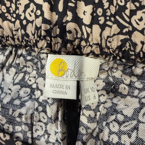 BODEN Sand Black Floral Wide Leg High Rise Elastic Flowy Pants Women US 6 UK 10 - Image 4