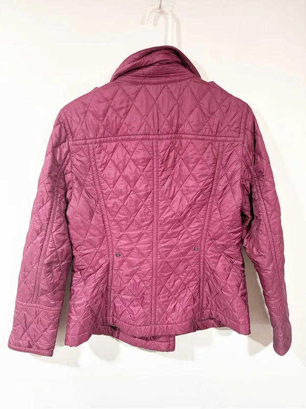 Burberry Brit Puffer Jacket Magenta Quilted Argyle Diamond Nova Check Medium - Image 6