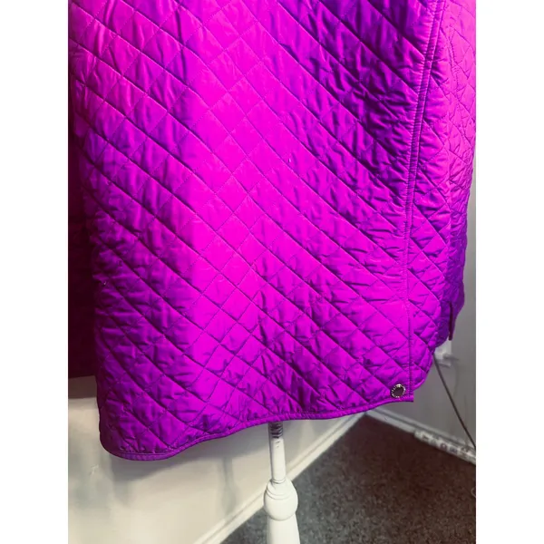 Lauren Ralph Lauren Quilted Jacket Magenta Purple Snap Front Peter Pan Collar L - Image 5