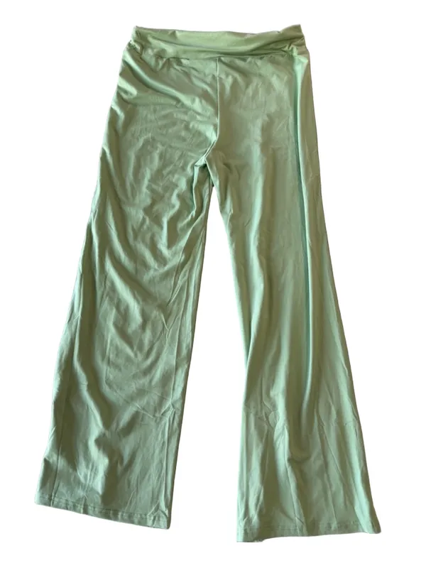 Women's Wide Leg Pull On Drawstring Elastic Waist Light Green Pant Size XL #2608 - Image 5