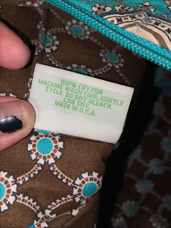 Vera Bradley Totally Turquoise Teal & Brown Tote Bag Shoulder Bag - Image 10