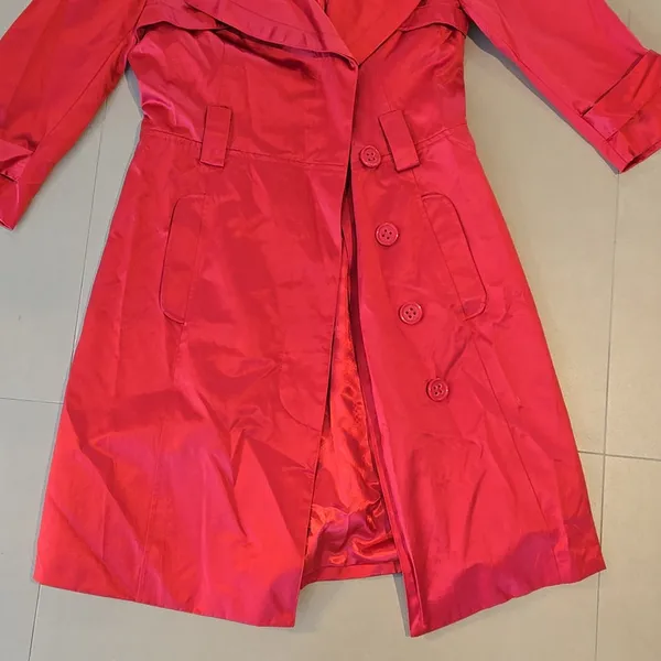 Bebe Gorgeous Red Long Sleeves Trench Coat - Image 3