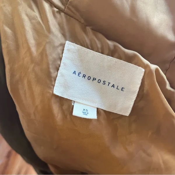 Aeropostale XS Olive Parka Gorpcore Granola Faux Fur Utility Jacket - Image 7