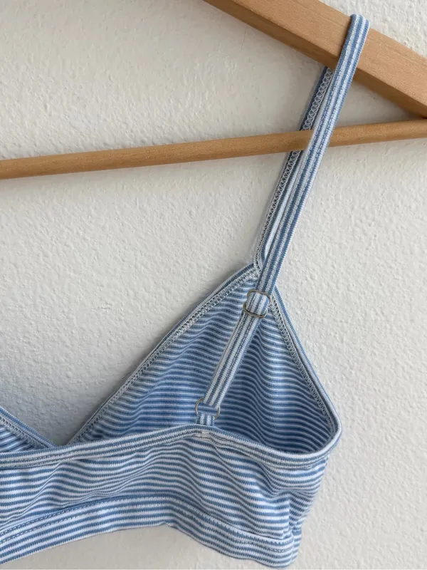 Brandy Melville Light Blue & White Striped Bralette - Image 5