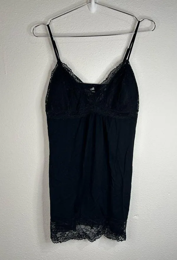 Jaclyn Smith Black Lace Trim Slip Dress - Size Small - Image 2
