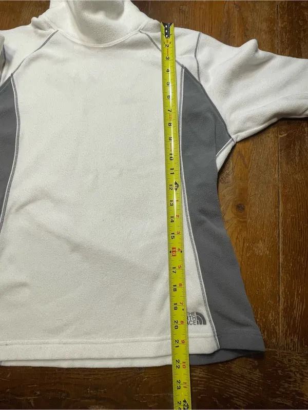 The North Face Tka Micro Women Sz M Fleece Pullover Mock Neck White Gray - Image 5