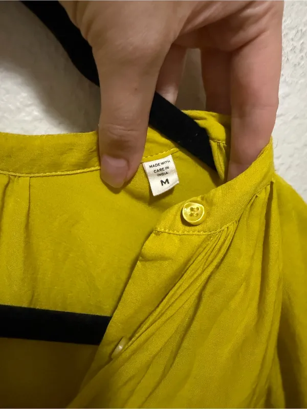 DÔEN Jane Top Yellow Green Organic Cotton Viscose Blouse Size Medium - Image 5
