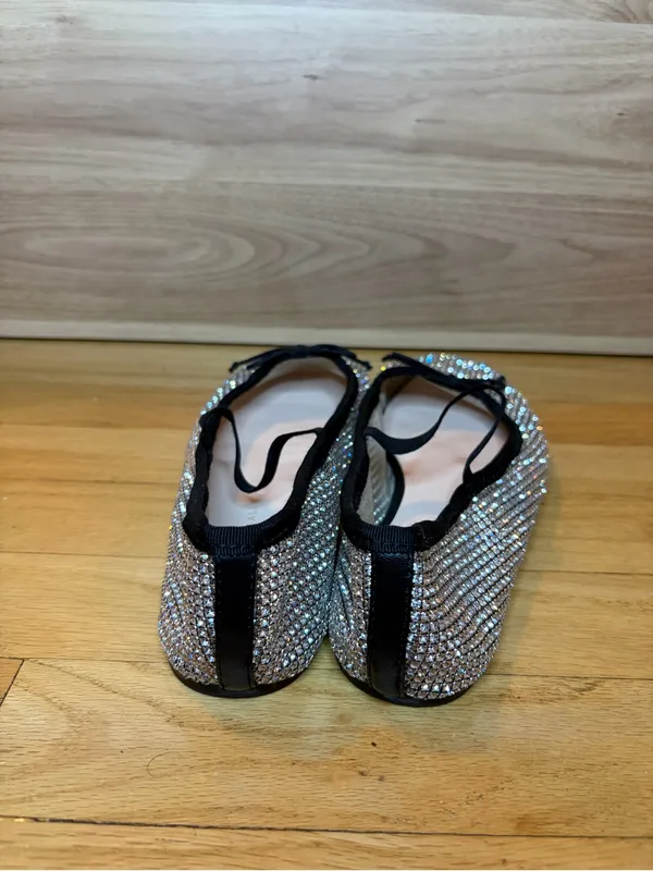 Loeffler Randall Leonie Crystal Mesh Mary Jane Flats in Silver - Size 9 - Image 4