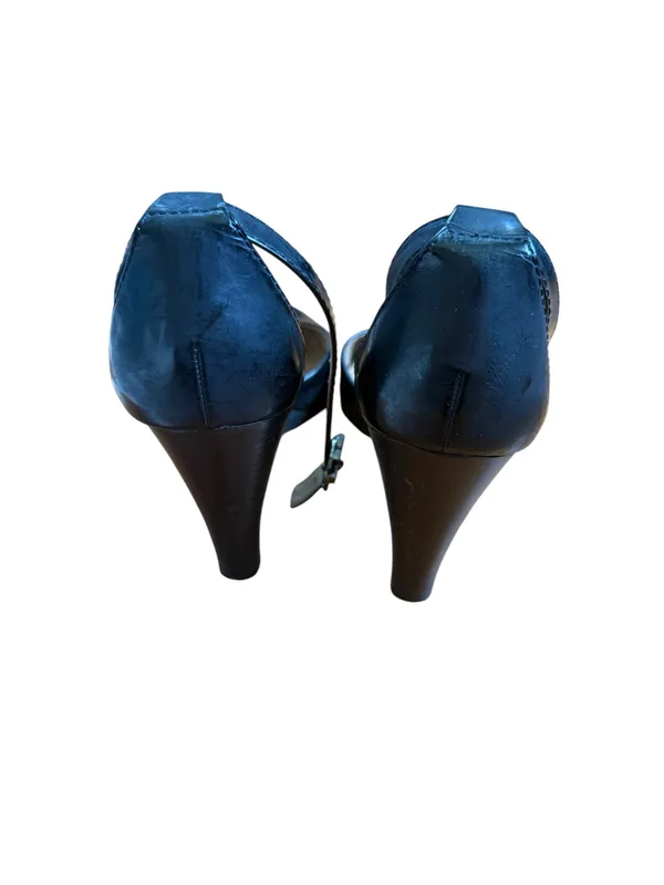 Tory Burch Black Leather Closed Round Toe Wedge Heels - Image 6