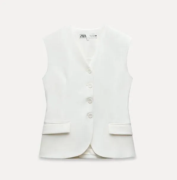 ZARA white vest top sleeveless blazer jacket - Image 7