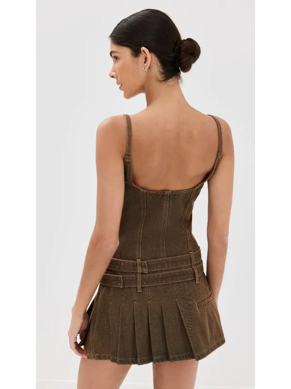LIONESS Biker Mini Dress in Petrol Medium New Womens Denim - Image 14