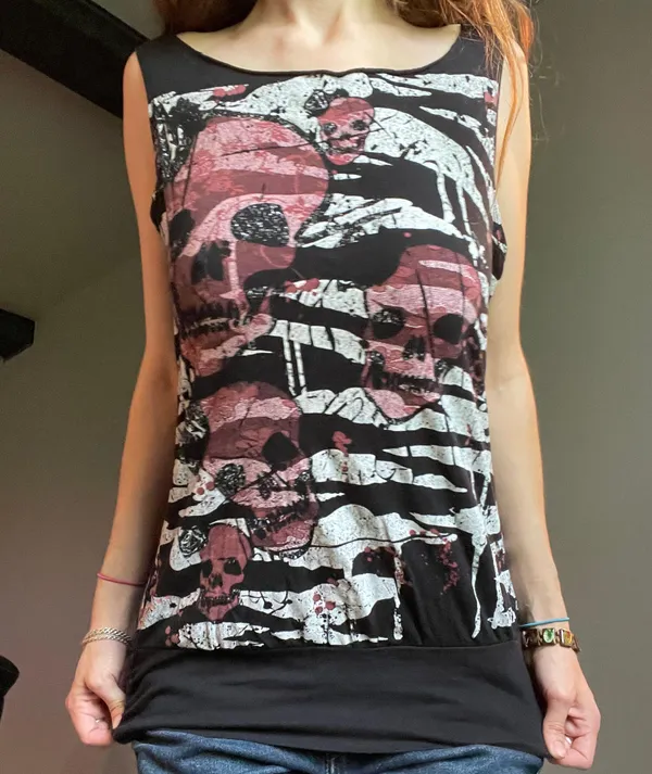 y2k skull zebra print tank top - Image 2