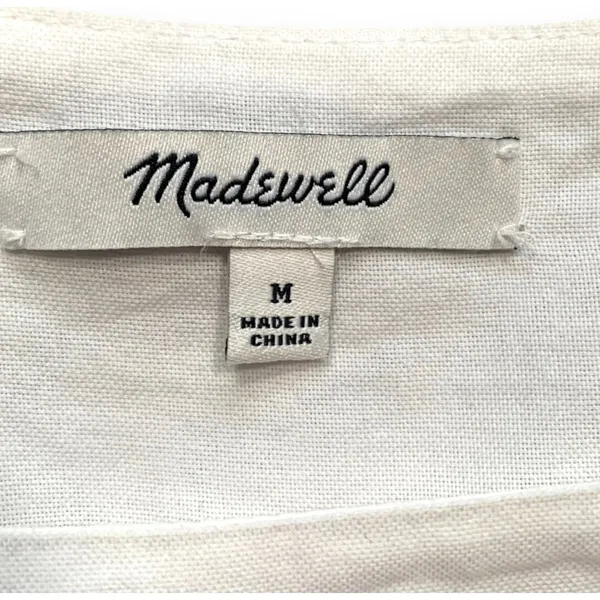 Madewell‎ White Cotton Pom PomTrim Blouse Medium Boho Festival Butterfly Top - Image 9