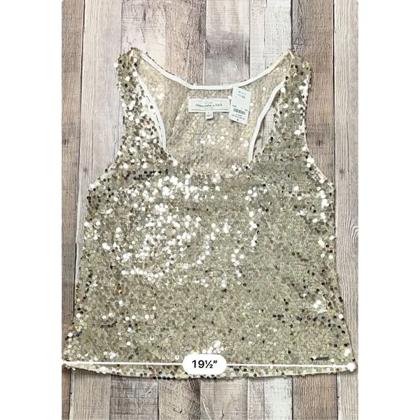 Abercrombie and Fitch Gold Sequin Tank Racer Top‎ LARGE Holiday Party NWT $88 - Image 6