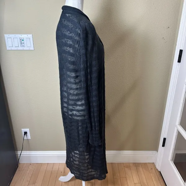 FREE PEOPLE Sheer Stripe Duster Long Line Open Cardigan Sweater - medium - Image 6