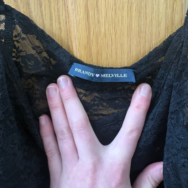 Brandy Melville Black Lace Tank Top One Size - Image 4