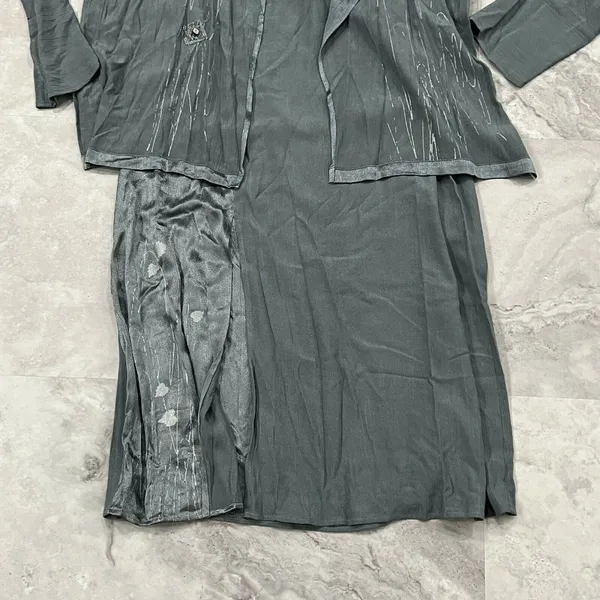 Kd‎ Spring Womens Lagenlook Dress With Cardigan Art to Wear Green Size Large L - Image 3
