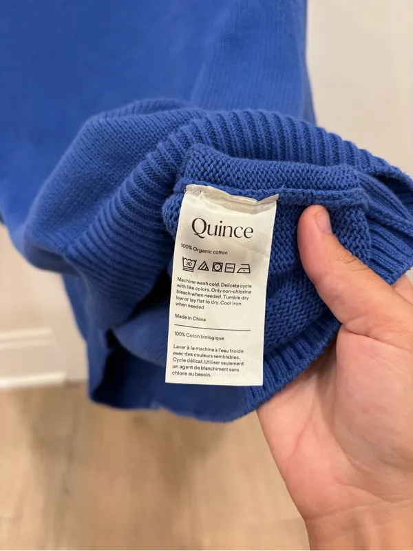 Quince 100% Cotton Sweater Tee in Sapphire Blue Size Medium - Image 4