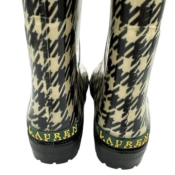 Lauren Ralph Lauren Houndstooth Tall‎ Rain Boots Women's Size 6 Classic Timeless - Image 3