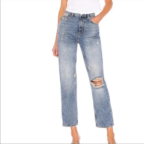 Free People Dakota Straight‎ Leg Jean in Indigo Blue Size 26 - Image 12