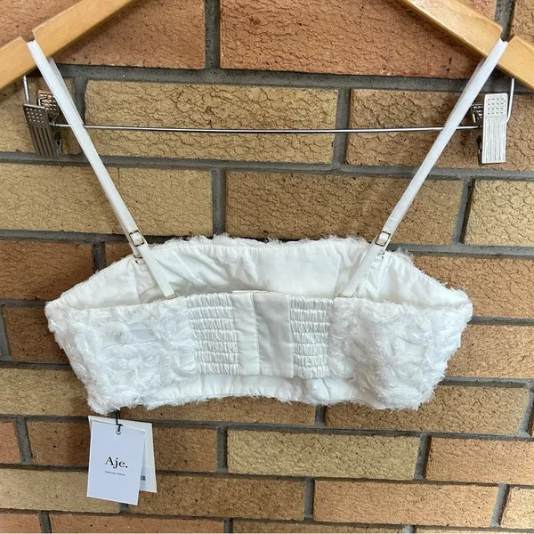 Aje NWT Women's Quintette Textured Bralette Top Ivory Floral US Size 0 - Image 8