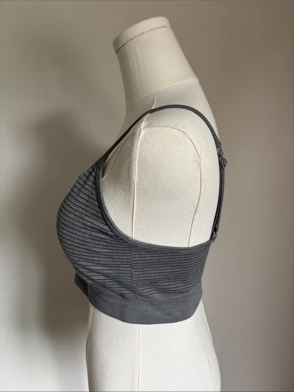 Striped Gray Wireless Bralette - Image 2