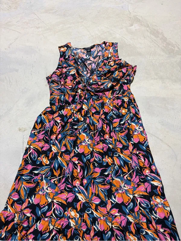 French Connection orange pink blue Floral Twist-Front Maxi Dress XL - Image 2