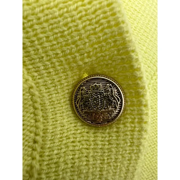 Talbot's Yellow Cable Knit Johnny Collar Pullover Sweater Preppy Old Money Small - Image 5