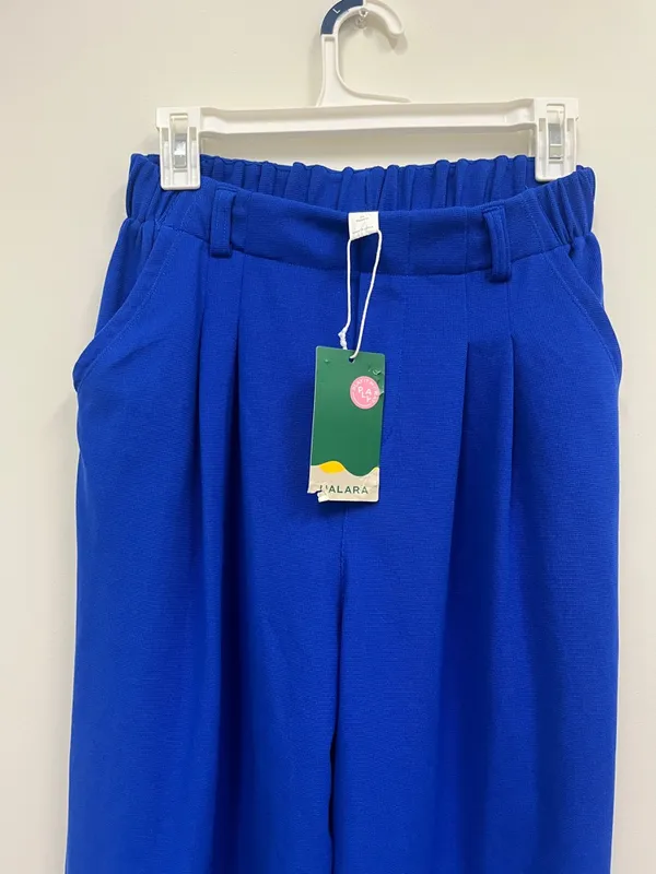 NWT Halara knit Electric Blue Wide Leg Trousers size Small - Image 2
