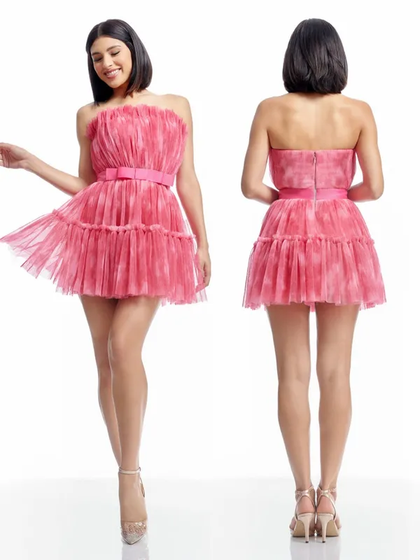 NWT Dress The Population Petra Raspberry Multi‎ Pink Strapless Tulle Mini Dress - Image 2