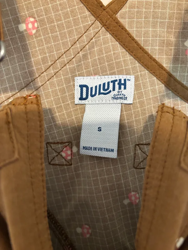 Duluth Trading Co Short Brown Mushroom Print Overalls Size S - Image 2