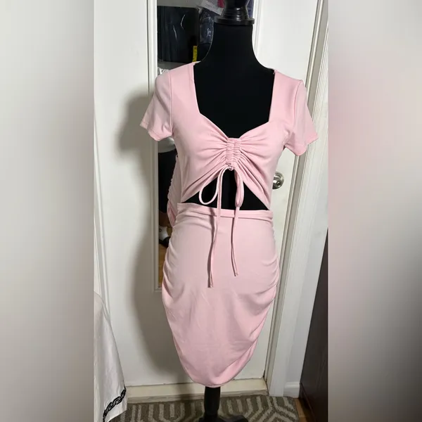 SHEIN Blush Pink Cut-Out Mini Dress - Image 4
