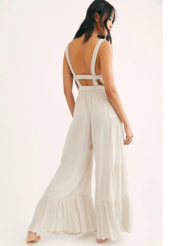 Free People Endless Summer Selfie Worthy Jumpsuit in Stone - Image 2