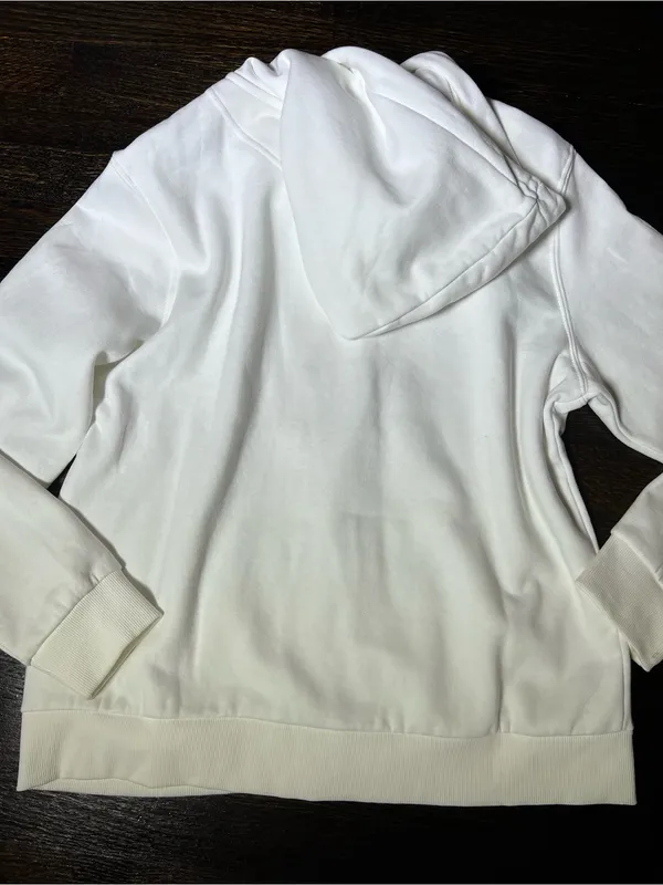H&M White Full Zip Hooded Sweatshirt Large - Image 5