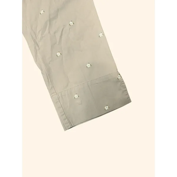 Lizgolf Cathren Cropped Pants‎ Women's 4 Khaki Floral Embroidered Cotton - Image 3