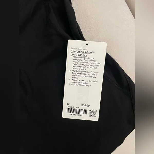 Lululemon NWT Align Shirt Top Long Sleeve Tee Black Size 6 - Image 6