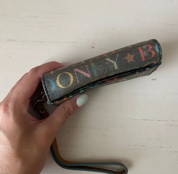 Vintage Y2K Dooney and Bourke black leather rainbow monogrammed wristlet - Image 11